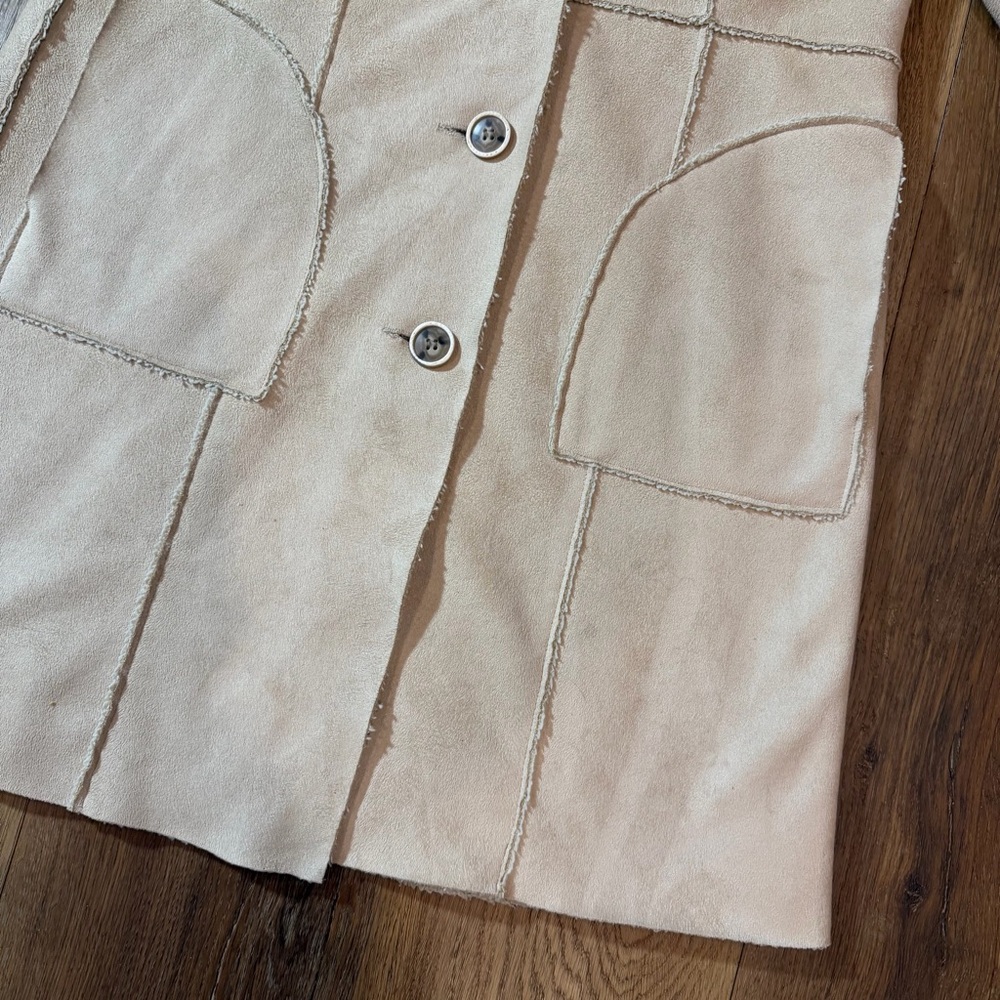 Vintage Penny Lane Coat Vintage Sherpa Coat Cream Shearling Style Long Coat - Picture 8 of 15